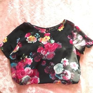 Sheer Floral Dress Shirt